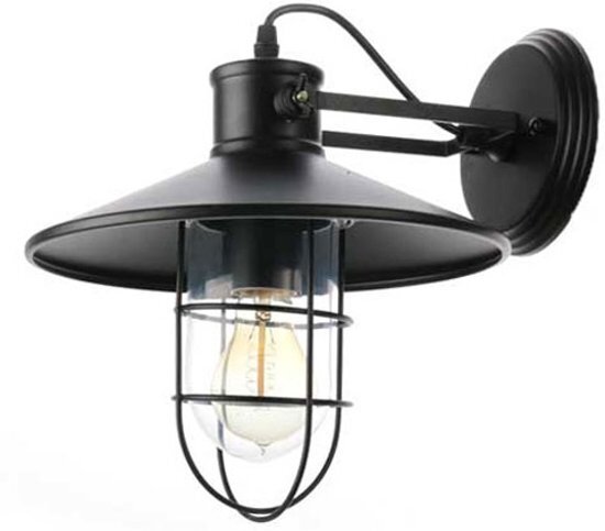 Groenovatie Maritieme IndustriÃ«le Design Wandlamp E27 Fitting - 250x270x270 mm - Waterdicht - Zwart