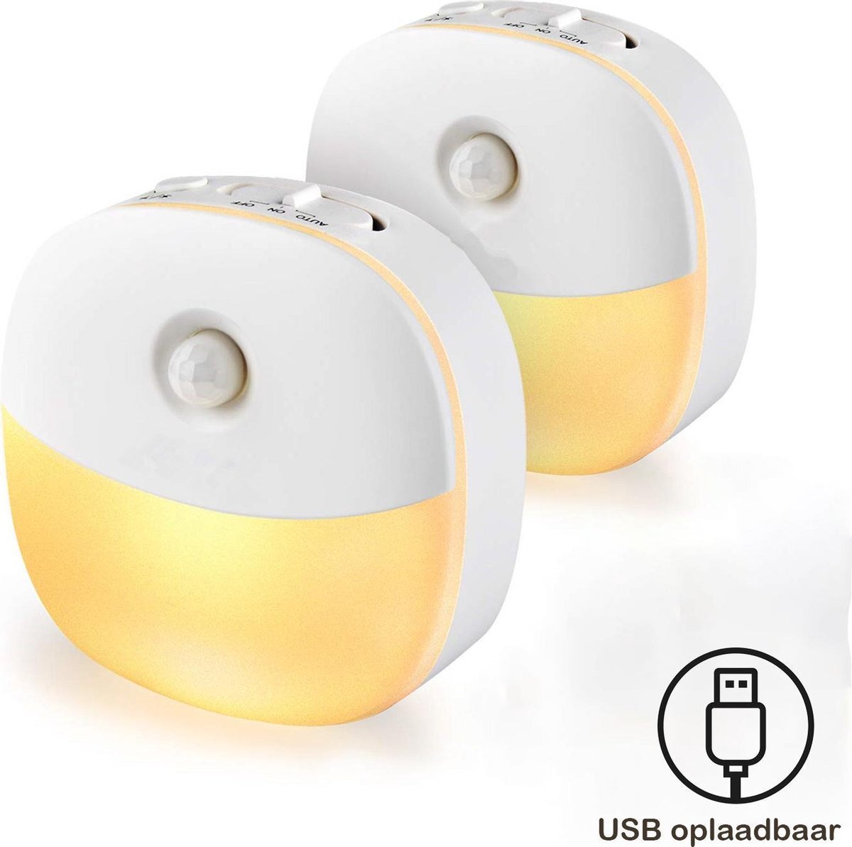 Peerlights Peerlights® - LED Nachtlampje draadloos - Dimbare Nachtlampjes met Bewegingsensor - Nachtlampje Babykamer - Nacht Lamp - Kinderen & Baby – Warm licht - 2 stuks