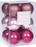 Unyqoos Boule de Noël Rose | Set de 12 | Diamètre 6 cm | Mat/Brillant/Pailleté