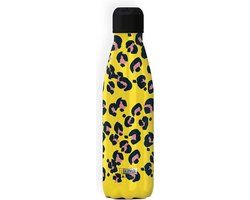I-drink Thermosfles Leopard 500 Ml Rvs Geel/zwart