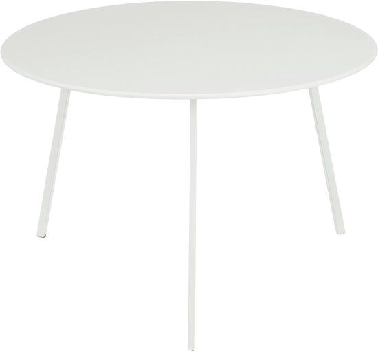 Mica Decorations Seatle Bijzettafel voor Buiten - Salontafel Rond - Plantentafel en Koffietafel - H38 x Ø58 cm - Metaal - Wit