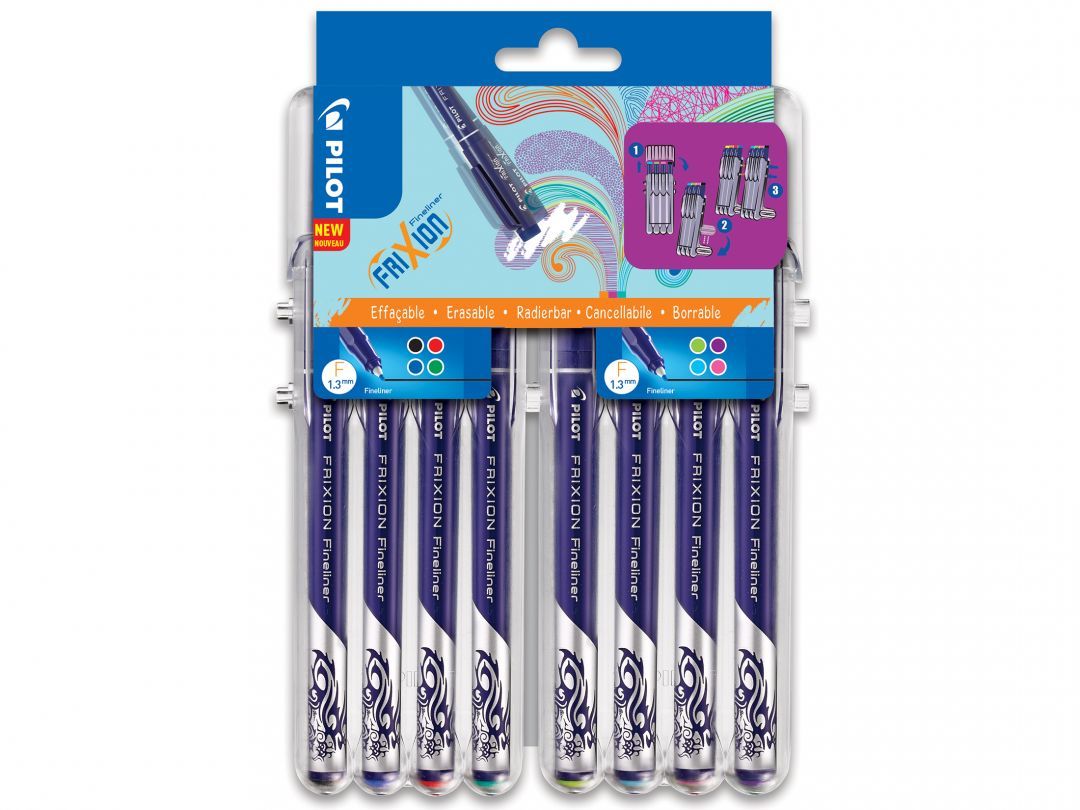 Pilot FriXion Fineliner - 8 stuks - blauw/zilver