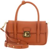 Coccinelle Leren schoudertas handtas C-Me Lock Mini Bag Grained Leather Crab Lichtbruin