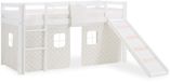 Homestyle4u Hoogslaper - 90x200 cm - met glijbaan en trap - wit & grijs
