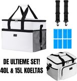 Packaway 40L Koeltas Wit – Inclusief 15L Lunchtas Wit en 8 Koelelementen