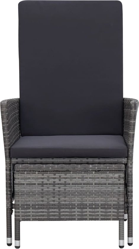 vidaXL 3-delige Loungeset met kussens poly rattan grijs