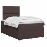 vidaXL Boxspringbed met matras, donkerbruin, 120 x 190 cm, met stoffen bekleding