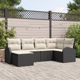 vidaXL Tuinbank Set Zwart Polyrattan
