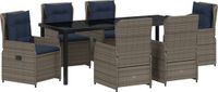 vidaXL Tuin Eettafel Set 7-delig Grijs Polyrotan