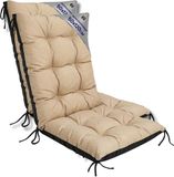Amazinggirl Tuinstoelkussens Hoge Rug Set: 2x 50x120 cm Beige