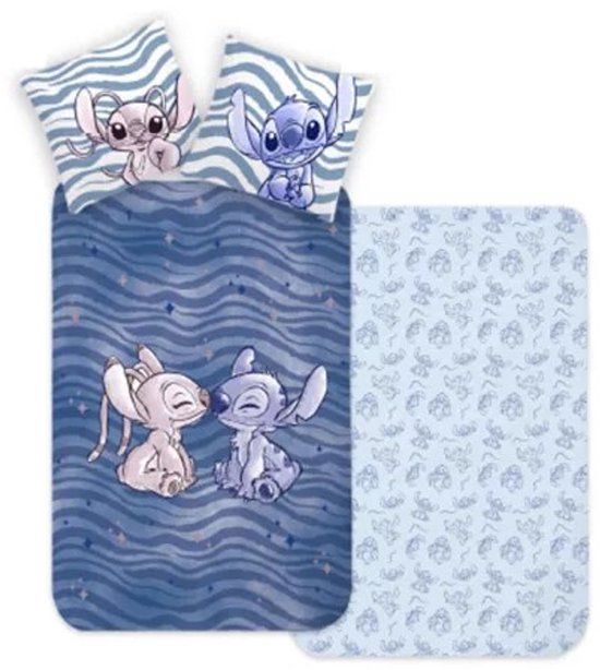 4KidsOnly Brandmac Aps Lilo & Stitch Peuterdekbedovertrek Blue Stripes - 100 x 135 cm - Katoen