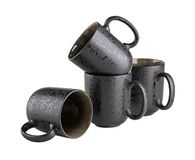 MÄSER Serie Niara, moderne koffiemokken, set van 4 met opwindend vintage glazuur, grote koffiekopjes van keramiek, aardewerk, grijs/zwart, 465