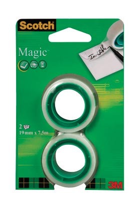 Scotch plakband Magic Tape ft 19 mm x 7 5 m blister met 2 rolletjes