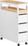 SoBuy porte-rouleau de papier toilette, armoire de toilette, meuble de salle de bain, petite armoire de rangement, étagère étroite avec 1 plateau amovible
