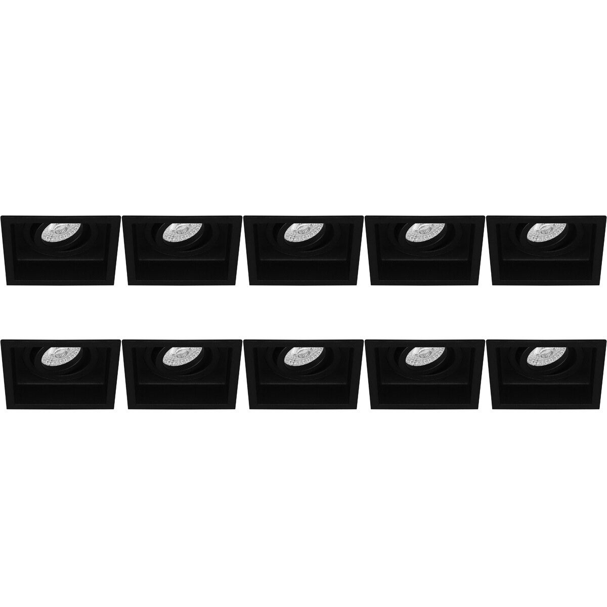 BES LED Spot Armatuur 10 Pack - Pragmi Domy Pro - GU10 - Vierkant - Mat Zwart