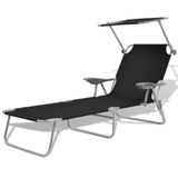 VidaXL Lounge Tuinstoel Gecapitonneerde Zitting Polyester Zwart