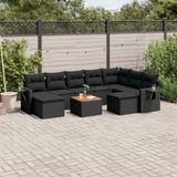 Maison Exclusive - Ensemble de jardin pour le jardin, composé de 10 pièces avec coussins, en polyrotin noir
