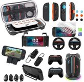 PlayCool 23-in-1 Accessoirebundel voor Nintendo Switch 2 – Beschermhoes, Screenprotectors, Thumb Grips, Joy-Con Siliconen Covers, Stuurset, Controller Grips, Oplaadstation, Playstand & Game Muisset