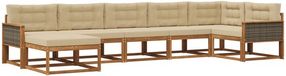 vidaXL Ensemble de canapés d'extérieur 7 pièces Naturel et Beige