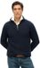 Superdry - Pull en coton biologique à torsades classiques avec demi-fermeture éclair - Homme - XXL - Bleu marine