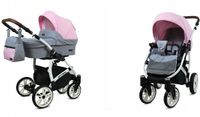 BabyLux® Kinderwagen 2in1 – OPTIMAL - LIGHT PINK WHITE FRAME