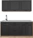 Vicco Eenpersoonskeuken R-Line, Antraciet landelijk/Goudkleurig Eiken, 160 cm marmer werkblad