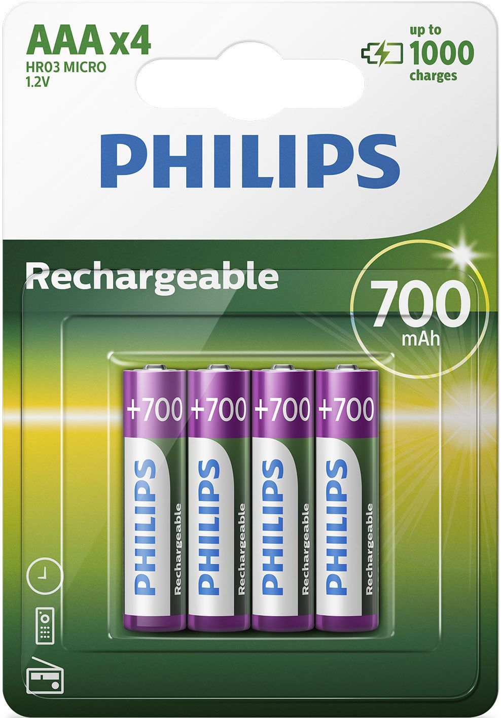 Philips R03B4A70/10 - Batterij - 700 mAh - Wit, Groen