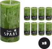 Spaas Rustieke geurloze cilinderkaars hoogte 13cm, ± 60 uur - Olijfgroen