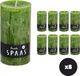 Spaas Rustieke geurloze cilinderkaars hoogte 13cm, ± 60 uur - Olijfgroen
