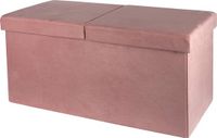 Merkloos Baroni Home Inklapbare Opbergbox Opbergbox Velvet Poef Roze 76 x 38 x 38 cm