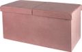 Merkloos Baroni Home Inklapbare Opbergbox Opbergbox Velvet Poef Roze 76 x 38 x 38 cm