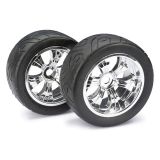 Absima pneus de route sur jantes 6 rayons pour 1/8 truggy/truck - Chrome