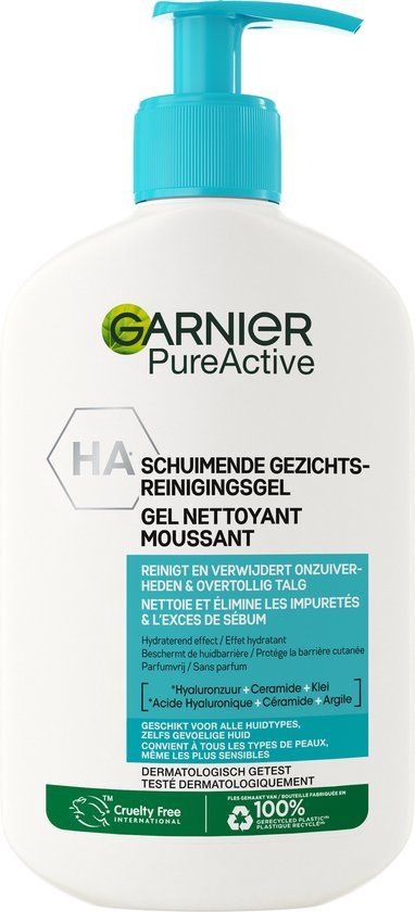 Garnier Skinactive Hyaluronzuur, Ceramide & Klei hydraterende gezichtsreiniger - 250 ml