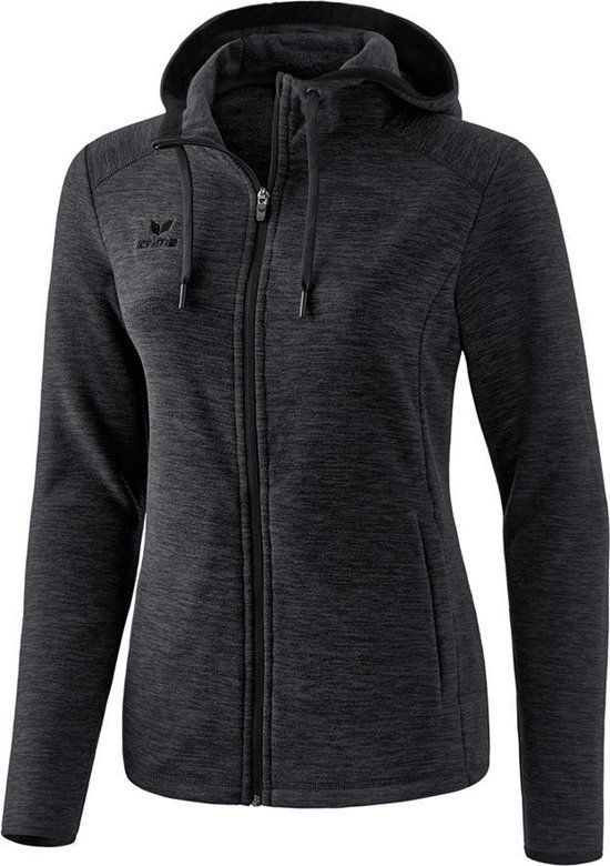 Erima Fleece Jack Dames - Zwart Gemeleerd - Maat 38