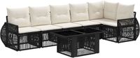 vidaXL Tuinbank Set 7 st Zwart en Crème Wit poly rattan