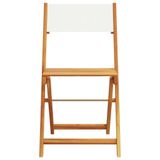 vidaXL 3-delige Bistroset met Stoffen Bekleding en Massief Hout - Crèmewit