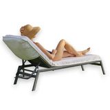 Boca Terry Chaise Lounge Cover - Katoenen Badstof Strandstoel Handdoek - Ingericht Strandlaken, Wit