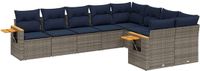 vidaXL 9-delige Loungeset met kussens, polyrattan, grijs