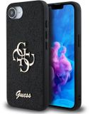 Guess Glitter 4G Metal Logo Back Cover for Apple iPhone 17e / 16e - Black