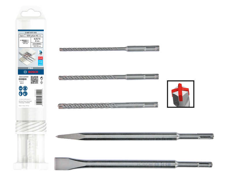 Bosch Accessoires 5-delige SDS-plus PRO Plus 5X boren en beitelset - 2607017515