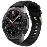 TiMOVO Zwart Siliconen Horlogeband met Gesp voor Samsung Gear S3 Frontier/Galaxy Watch 3 45 mm/Galaxy Watch 46 mm, Huawei Watch GT2 Pro/GT 2e/GT 46 mm/Fenix 5