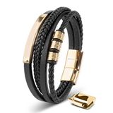 SERASAR Leren Armband Echte Mannen [Brave] - Goud 23cm