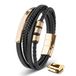 SERASAR Leren Armband Echte Mannen [Brave] - Goud 23cm