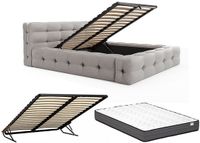 Vente-unique Bed met opbergruimte stof lichtgrijs 180 x 200 cm