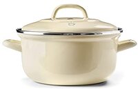BK Indigo Ronde Geëmailleerde Braadpan met Deksel - 22 cm/3.3L, Crème Wit