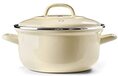 BK Indigo Ronde Geëmailleerde Braadpan met Deksel - 22 cm/3.3L, Crème Wit