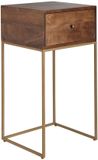 Ervesto Nachttafeltje WL6.478 - Mangohout En Metaal - 40x75,5x35 Cm - Nachtkastje Voor Boxspringbed - Met Lade En Opbergruimte - Industrieel Design