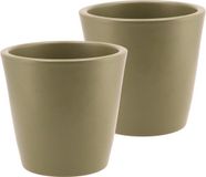 DK Design Bloempot/plantenpot - 2x - Vinci - olijfgroen mat - voor kamerplant - D16 x H18 cm