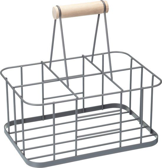 KitchenCraft Living Nostalgia Melkfles Drager - Metaaldraad Melkkratje - Grijs