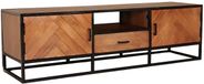 Lizzely Garden & Living Danae Tv meubel visgraat bruin mangohout 180cm